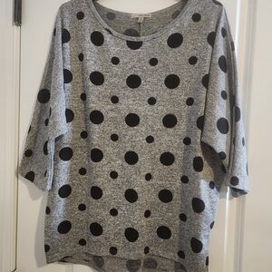 Gray and Black Polka Dot Women's Top